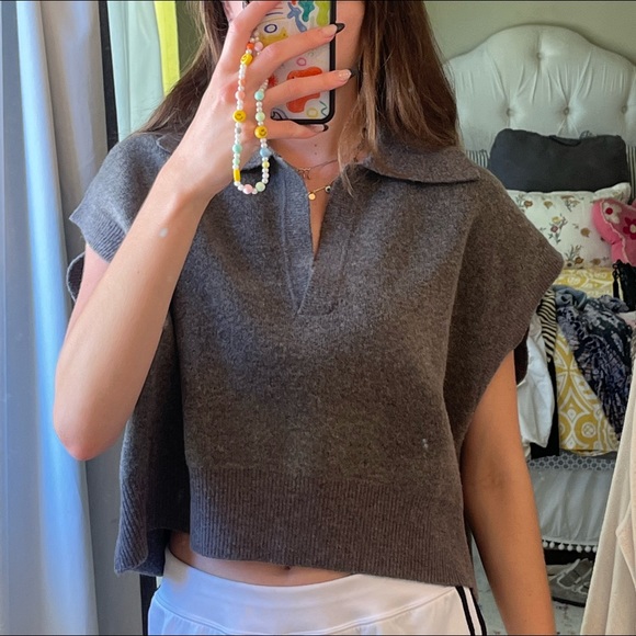 Zara Tops Zara Wool Collared Oversized Sweater Vest Poshmark
